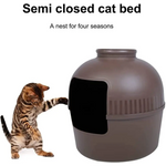 YES4PETS Multifunctional Cat Litter Box Pet Cat House Semi-Enclosed Brown - Pet Care > Cat Supplies > Cat Litter