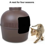 YES4PETS Multifunctional Cat Litter Box Pet Cat House Semi-Enclosed Brown - Pet Care > Cat Supplies > Cat Litter