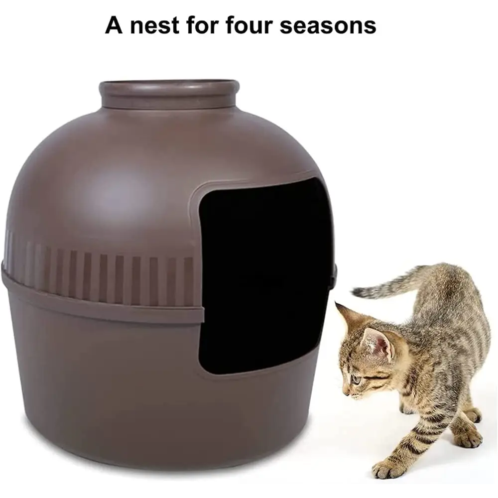 YES4PETS Multifunctional Cat Litter Box Pet Cat House Semi-Enclosed Brown - Pet Care > Cat Supplies > Cat Litter