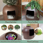 YES4PETS Multifunctional Cat Litter Box Pet Cat House Semi-Enclosed Brown - Pet Care > Cat Supplies > Cat Litter