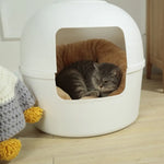 YES4PETS Multifunctional Cat Litter Box Pet Cat House Semi-Enclosed White - Pet Care > Cat Supplies > Cat Litter