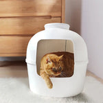 YES4PETS Multifunctional Cat Litter Box Pet Cat House Semi-Enclosed White - Pet Care > Cat Supplies > Cat Litter