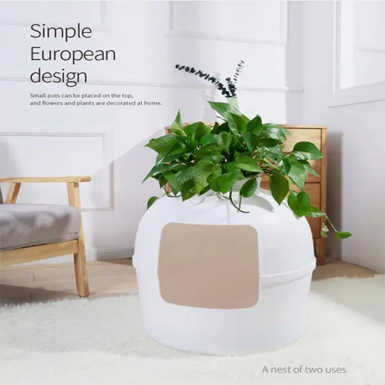 YES4PETS Multifunctional Cat Litter Box Pet Cat House Semi-Enclosed White - Pet Care > Cat Supplies > Cat Litter