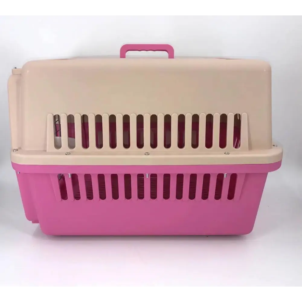 YES4PETS Pink Large Dog Puppy Cat Crate Pet Carrier Cage W Tray Bowl & Removable Wheels - Pet Care > Cat Supplies > Cat