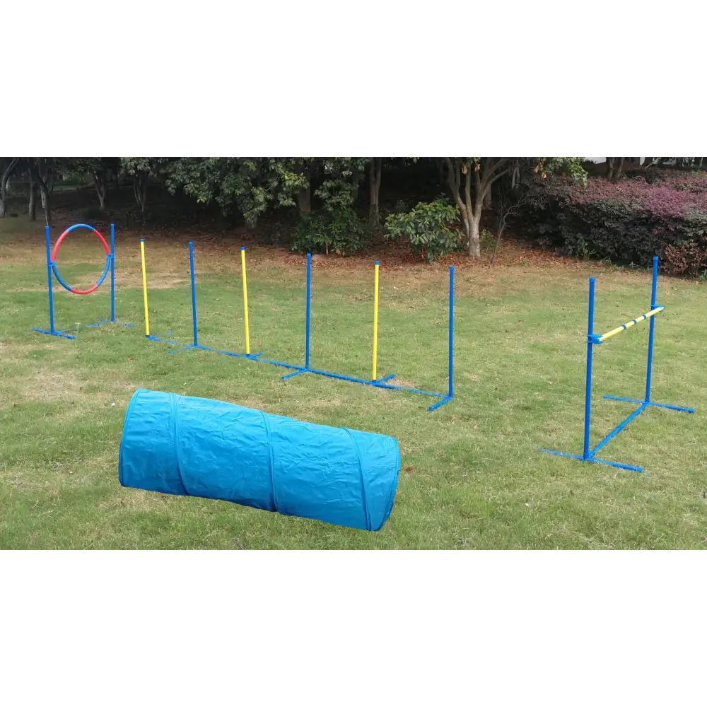 YES4PETS Portable Dog Puppy Training Practice Weave Poles Agility Post Exercise Tunnel Jump Tyre Set - Pet Care > Dog