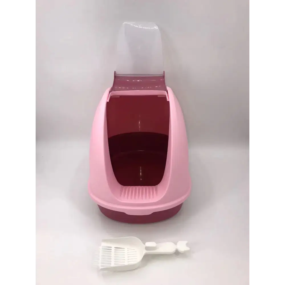 YES4PETS Portable Hooded Cat Toilet Litter Box Tray House with Handle and Scoop Pink - Pet Care > Cat Supplies > Cat