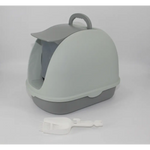YES4PETS Portable Hooded Cat Toilet Litter Box Tray House with Handle and Scoop Grey - Pet Care > Cat Supplies > Cat