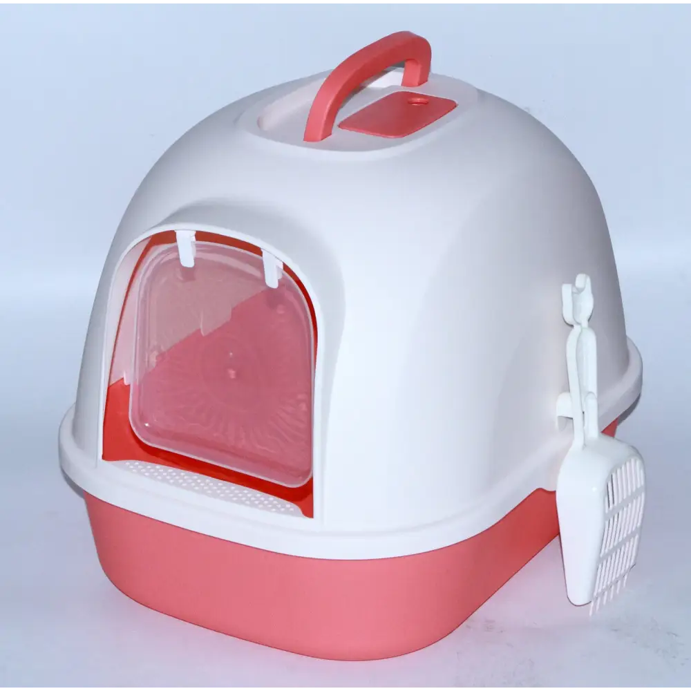YES4PETS Portable Hooded Cat Toilet Litter Box Tray House with Handle and Scoop Red - Pet Care > Cat Supplies > Cat