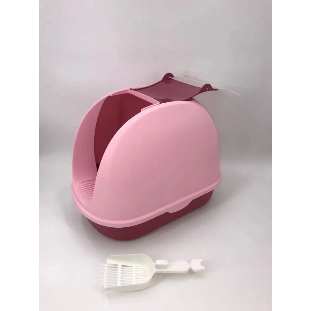 YES4PETS Portable Hooded Cat Toilet Litter Box Tray House with Handle and Scoop Pink - Pet Care > Cat Supplies > Cat