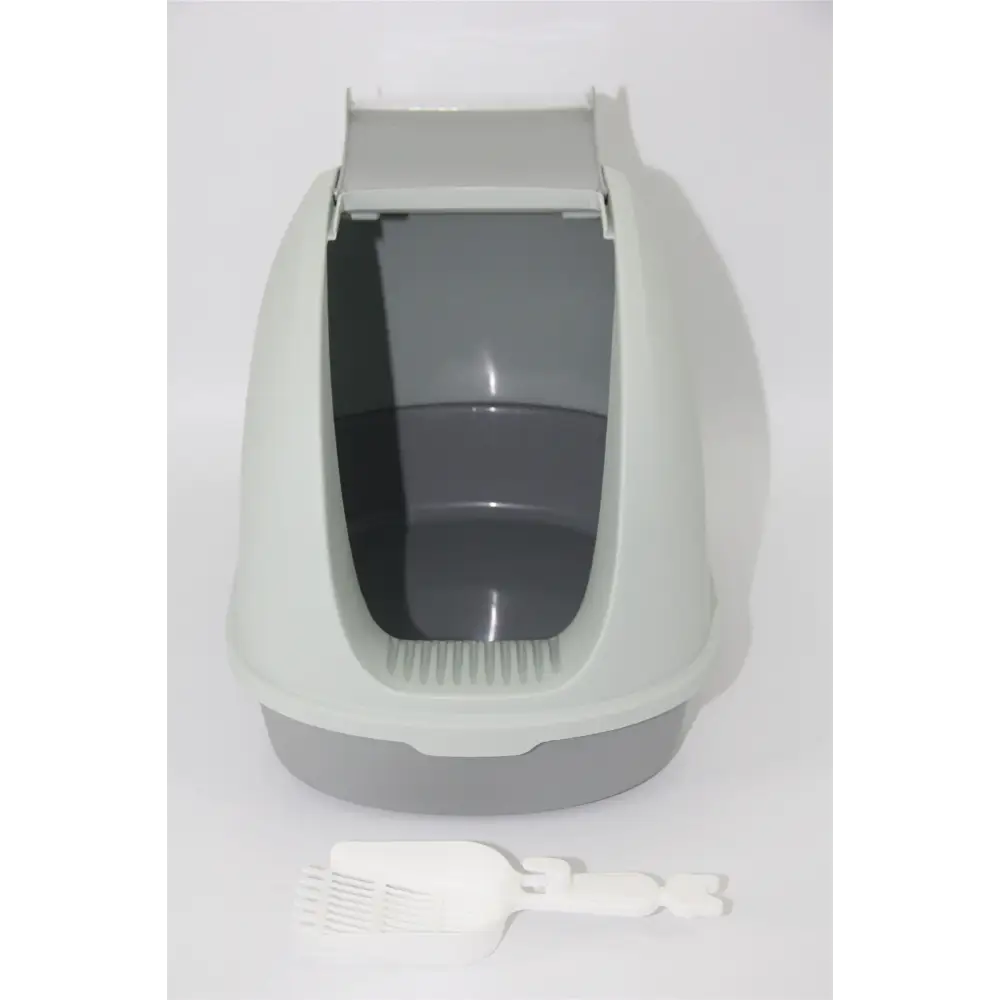 YES4PETS Portable Hooded Cat Toilet Litter Box Tray House with Handle and Scoop Grey - Pet Care > Cat Supplies > Cat