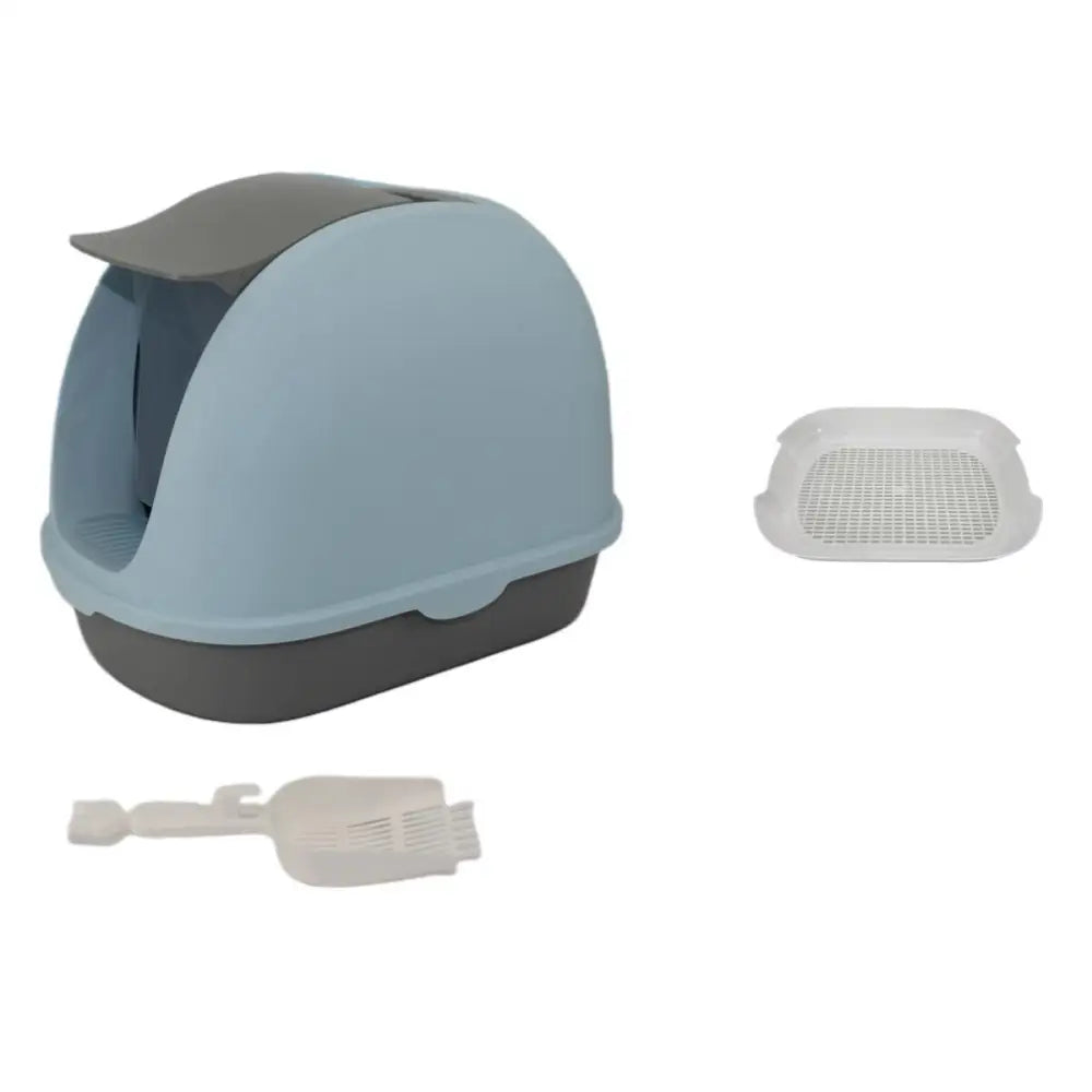 YES4PETS Portable Hooded Cat Toilet Litter Box Tray House with Handle and Scoop Blue - Pet Care > Cat Supplies > Cat
