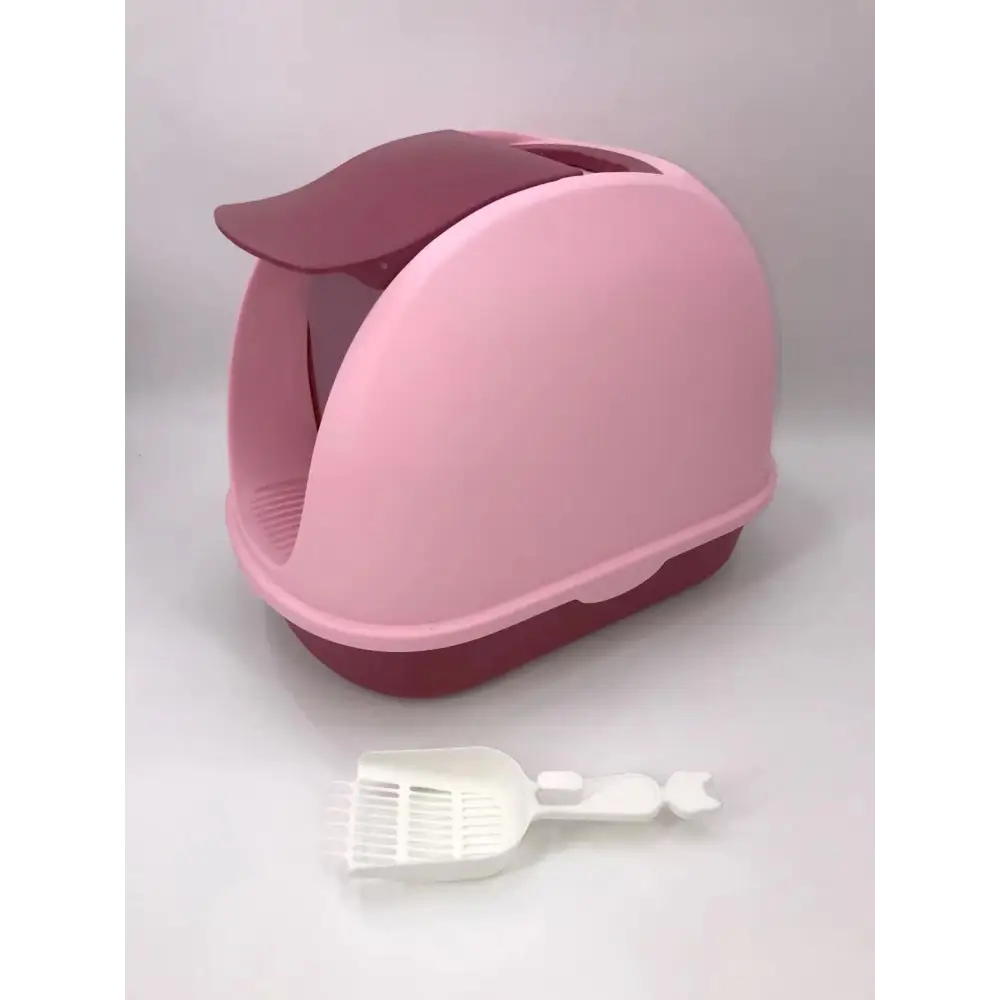 YES4PETS Portable Hooded Cat Toilet Litter Box Tray House with Handle and Scoop Pink - Pet Care > Cat Supplies > Cat