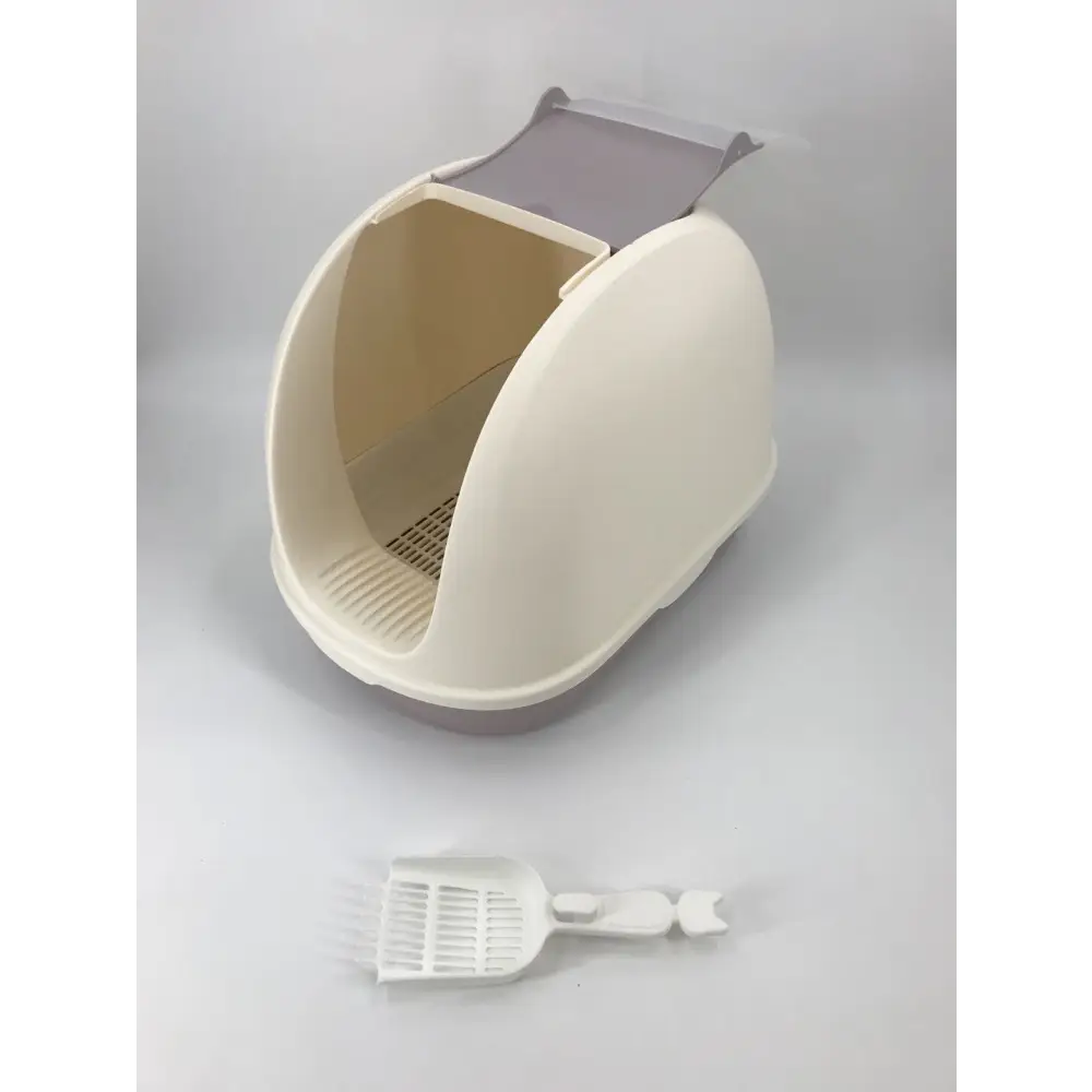 YES4PETS Portable Hooded Cat Toilet Litter Box Tray House with Scoop and Grid Tray White - Pet Care > Cat Supplies >
