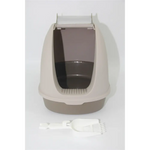 YES4PETS Portable Hooded Cat Toilet Litter Box Tray House with Scoop and Grid Tray Brown - Pet Care > Cat Supplies >