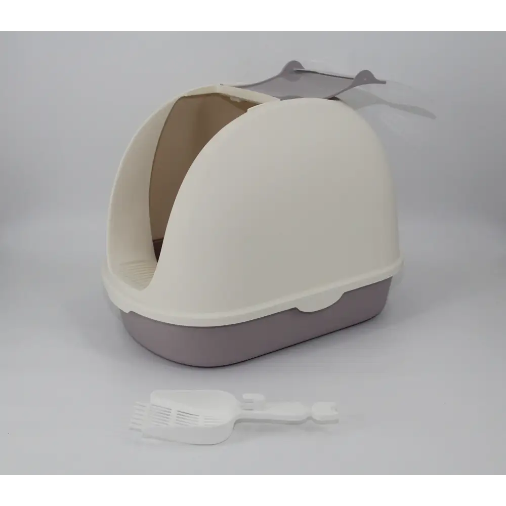 YES4PETS Portable Hooded Cat Toilet Litter Box Tray House with Scoop and Grid Tray White - Pet Care > Cat Supplies >