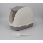 YES4PETS Portable Hooded Cat Toilet Litter Box Tray House with Scoop and Grid Tray White - Pet Care > Cat Supplies >