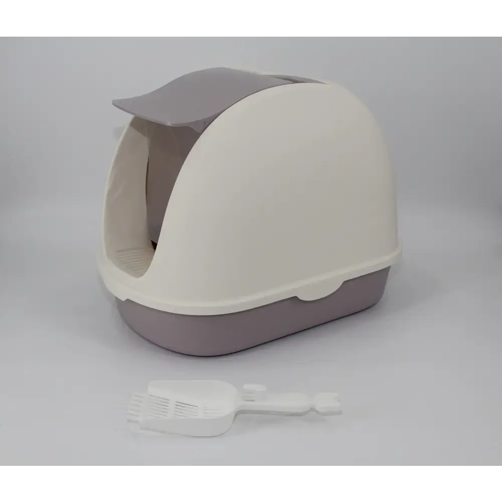 YES4PETS Portable Hooded Cat Toilet Litter Box Tray House with Scoop and Grid Tray White - Pet Care > Cat Supplies >