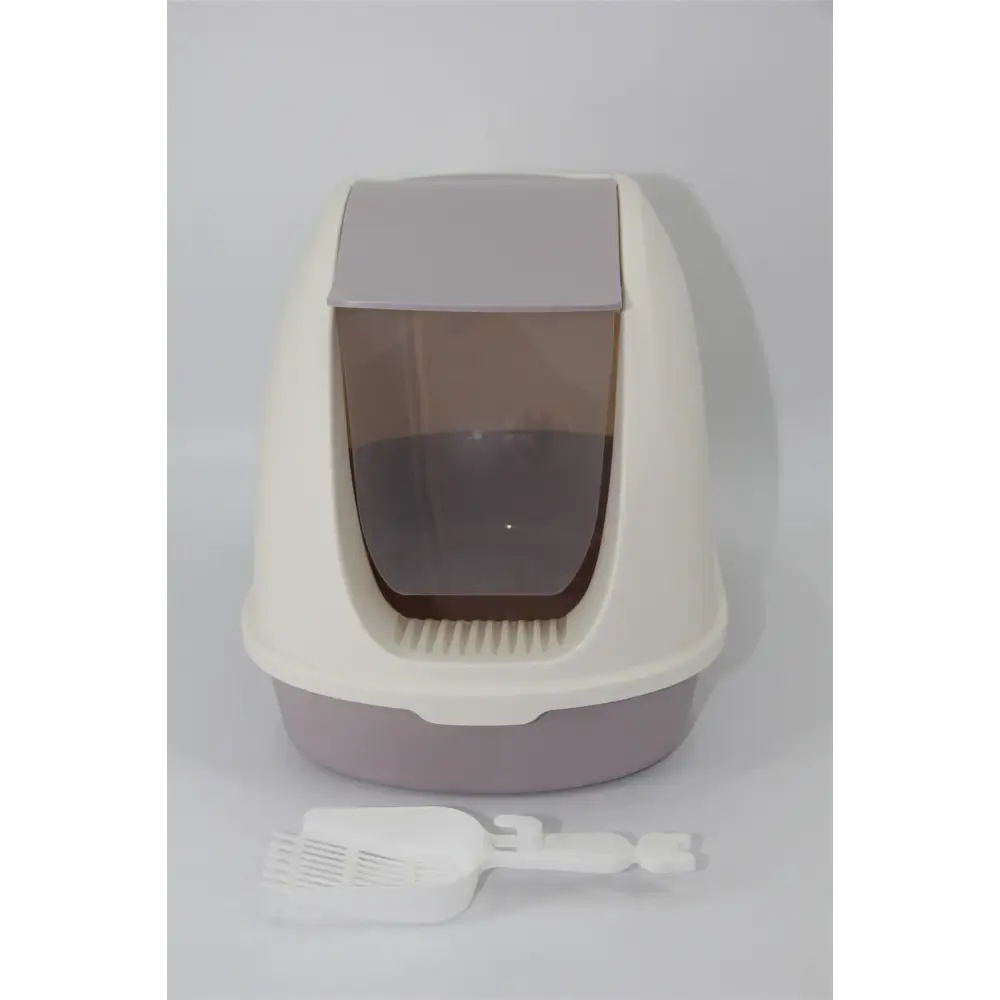 YES4PETS Portable Hooded Cat Toilet Litter Box Tray House with Scoop and Grid Tray White - Pet Care > Cat Supplies >