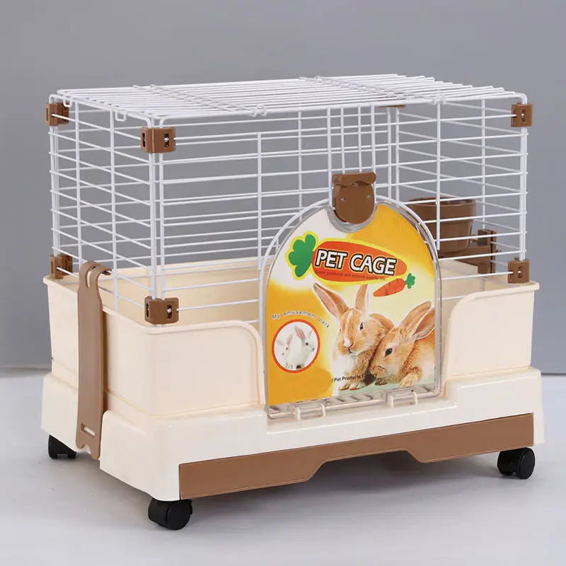YES4PETS Small Brown Pet Rabbit Cage Guinea Pig Crate Kennel With Potty Tray And Wheel - Pet Care > Coops & Hutches >