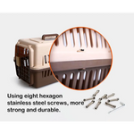 YES4PETS Small Dog Cat Rabbit Crate Pet Carrier Airline Cage With Bowl and Tray-Brown - Pet Care > Dog Supplies > Dog
