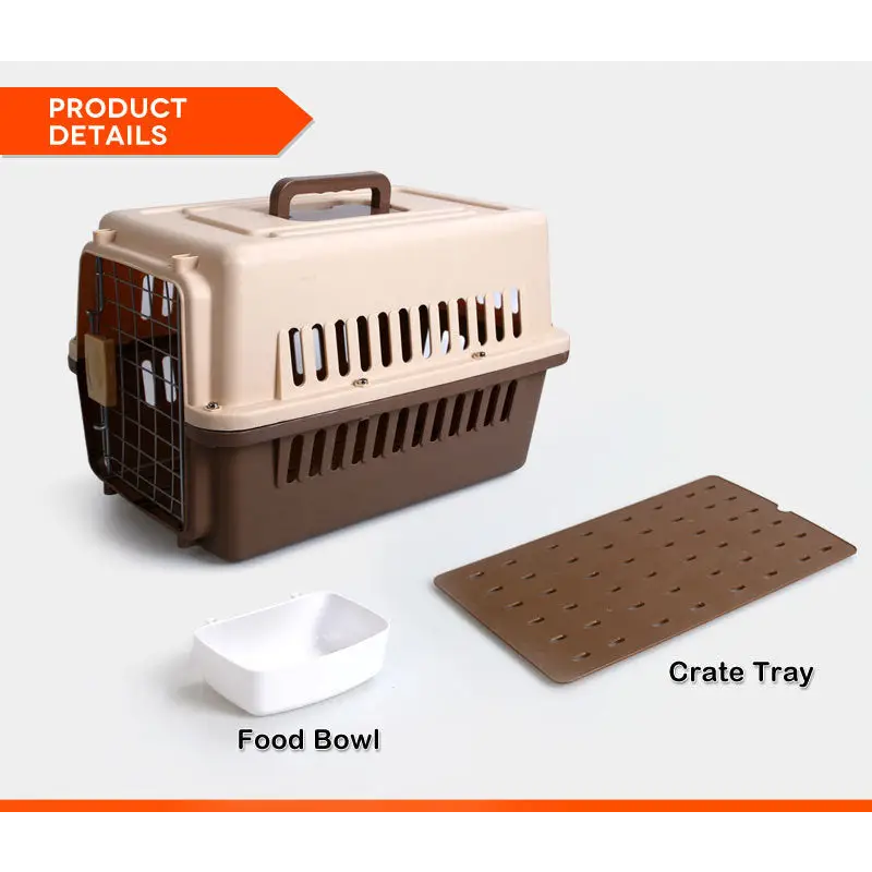 YES4PETS Small Dog Cat Rabbit Crate Pet Carrier Airline Cage With Bowl and Tray-Dark Blue - Pet Care > Dog Supplies >