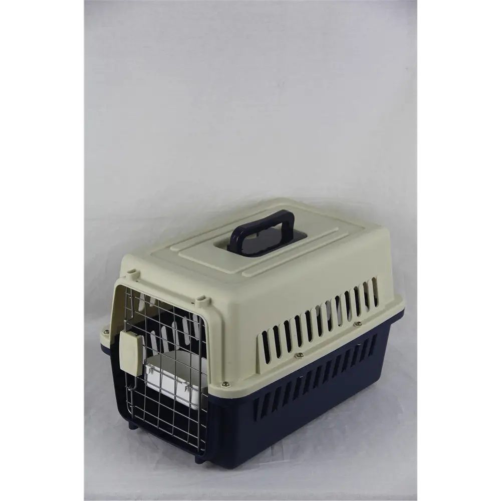 YES4PETS Small Dog Cat Rabbit Crate Pet Carrier Airline Cage With Bowl and Tray-Dark Blue - Pet Care > Dog Supplies >