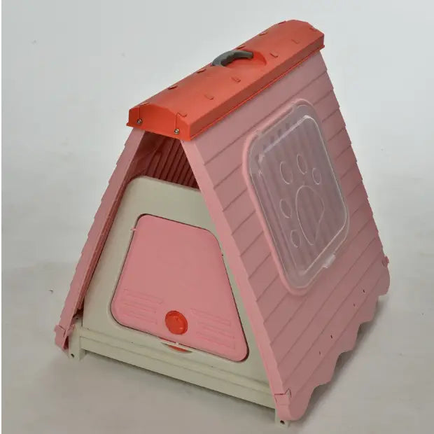 YES4PETS Small Foldable Plastic Pet Dog Puppy House Kennel Pink - Pet Care > Dog Supplies > Dog Playpens & Gates