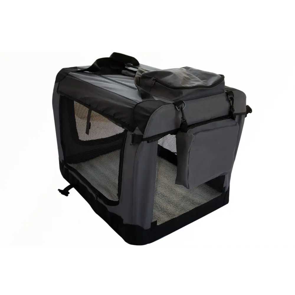 YES4PETS Small Foldable Soft Dog Cat Puppy Rabbit Crate Bag With Curtain-Grey - Pet Care > Dog Supplies > Dog Carriers