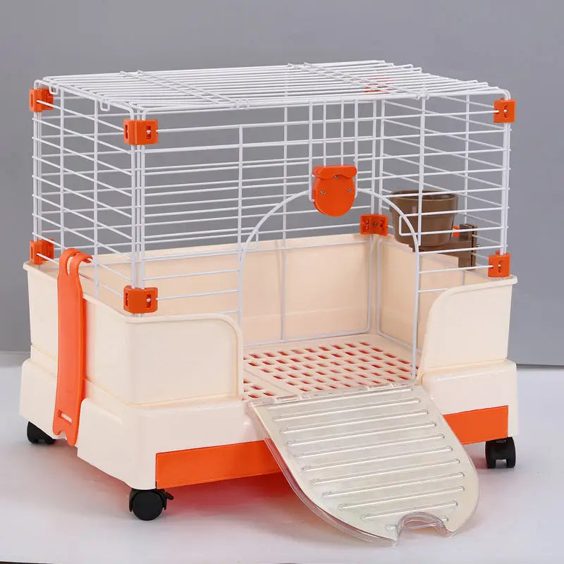 YES4PETS Small Orange Pet Rabbit Cage Guinea Pig Crate Kennel With Potty Tray And Wheel - Pet Care > Coops & Hutches >