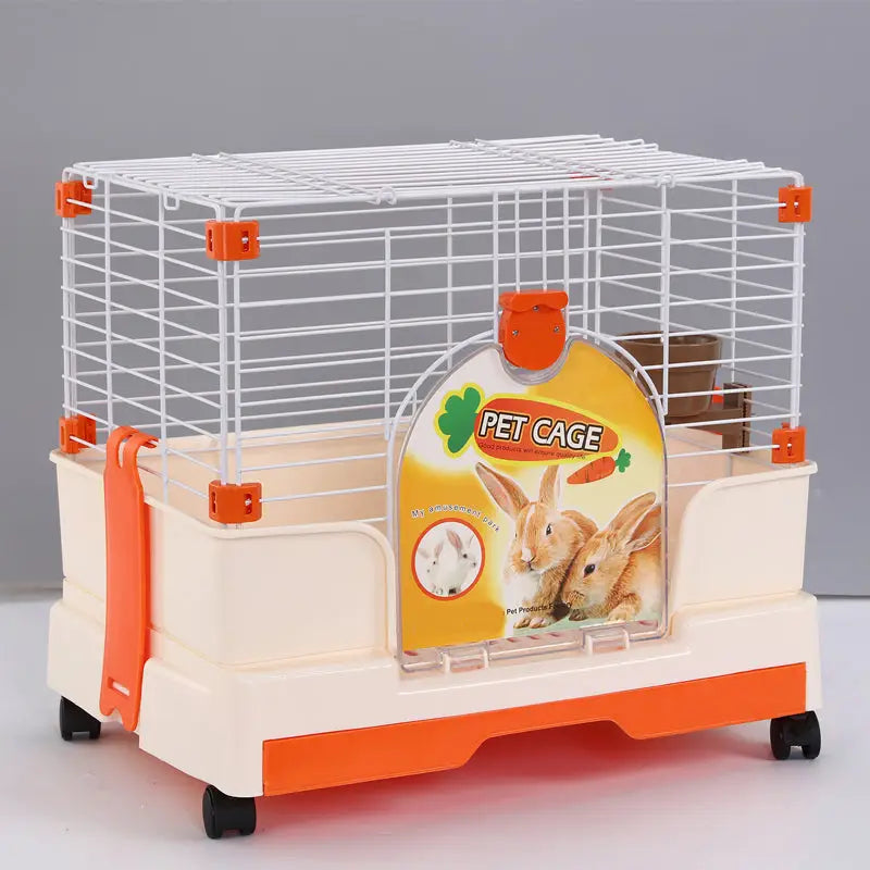 YES4PETS Small Orange Pet Rabbit Cage Guinea Pig Crate Kennel With Potty Tray And Wheel - Pet Care > Coops & Hutches >