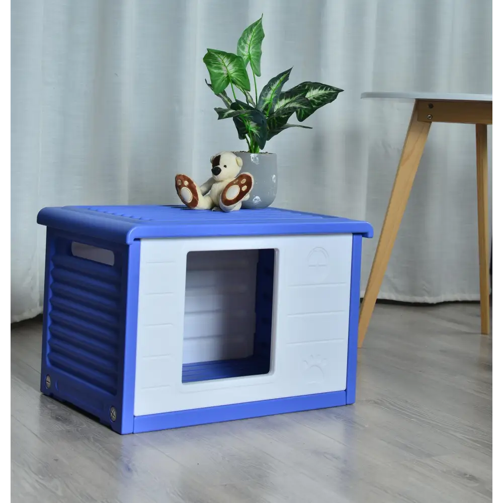 YES4PETS Small Plastic Pet Dog Puppy House Kennel Blue - Pet Care > Dog Supplies > Dog Playpens & Gates