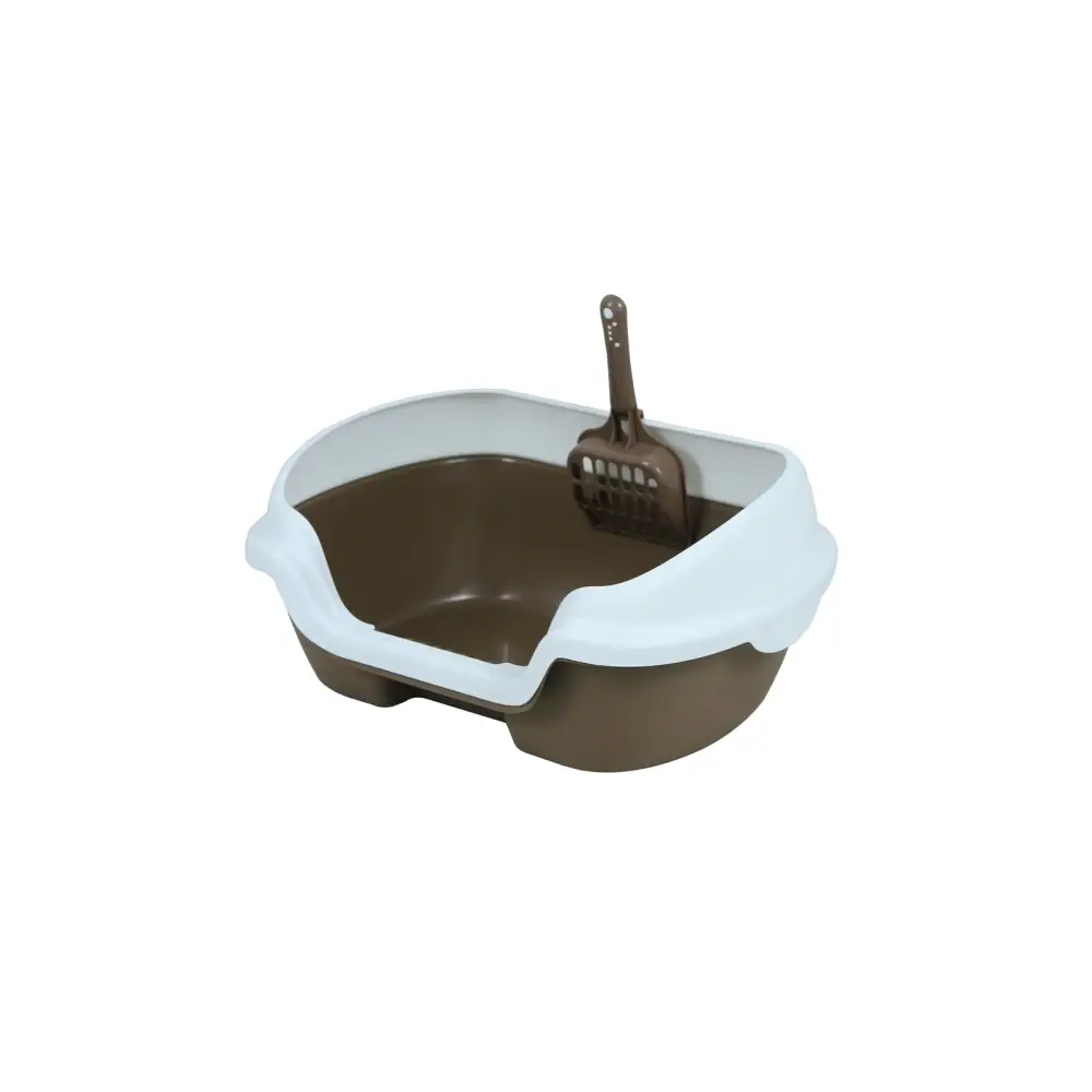 YES4PETS Small Portable Cat Kitten Rabbit Toilet Litter Box Tray with Scoop Brown - Pet Care > Cat Supplies > Cat Litter