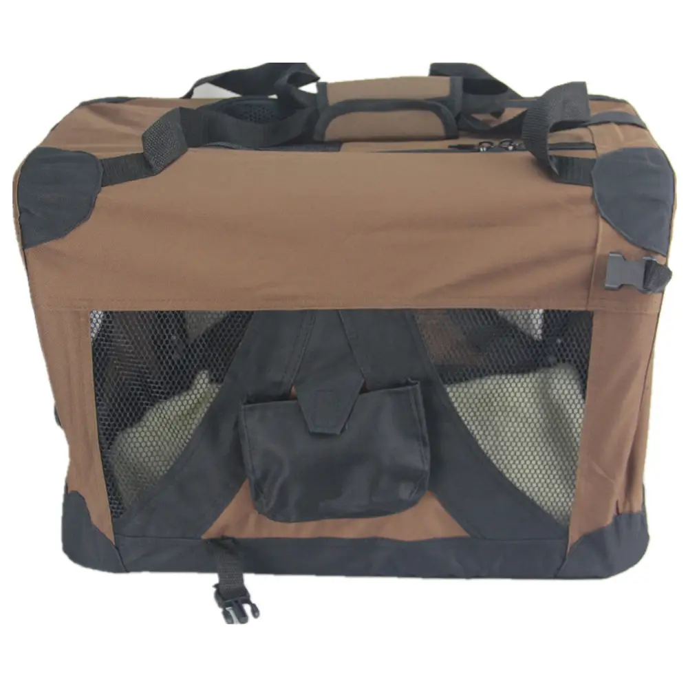 YES4PETS Small Portable Foldable Dog Cat Puppy Soft Crate Cage-Brown - Pet Care > Dog Supplies > Dog Carriers & Crates