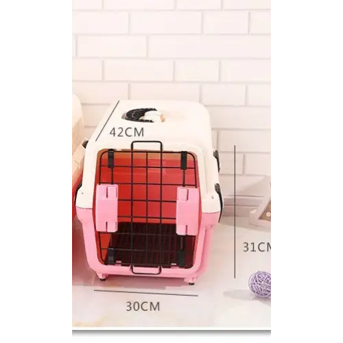 YES4PETS Small Portable Plastic Dog Cat Pet Pets Carrier Travel Cage With Tray-Pink - Pet Care > Dog Supplies > Dog