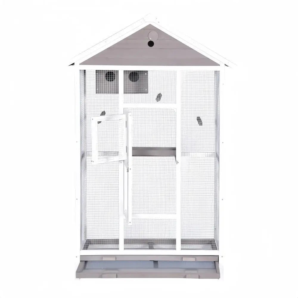 YES4PETS Wooden XXL Pet Cages Aviary Carrier Travel Canary Parrot Bird Cage Grey - Pet Care > Bird > Bird Cages & Stands