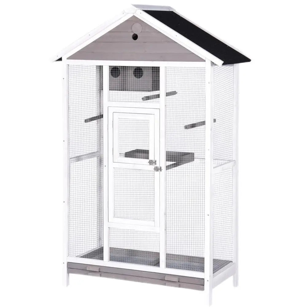 YES4PETS Wooden XXL Pet Cages Aviary Carrier Travel Canary Parrot Bird Cage Grey - Pet Care > Bird > Bird Cages & Stands