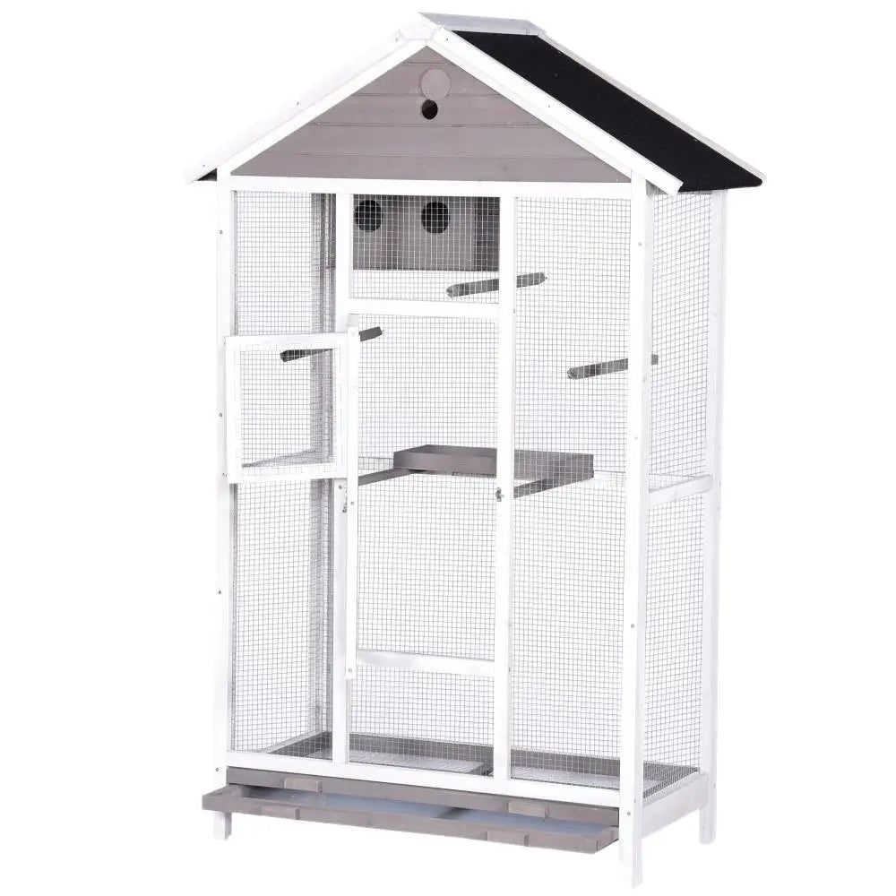 YES4PETS Wooden XXL Pet Cages Aviary Carrier Travel Canary Parrot Bird Cage Grey - Pet Care > Bird > Bird Cages & Stands