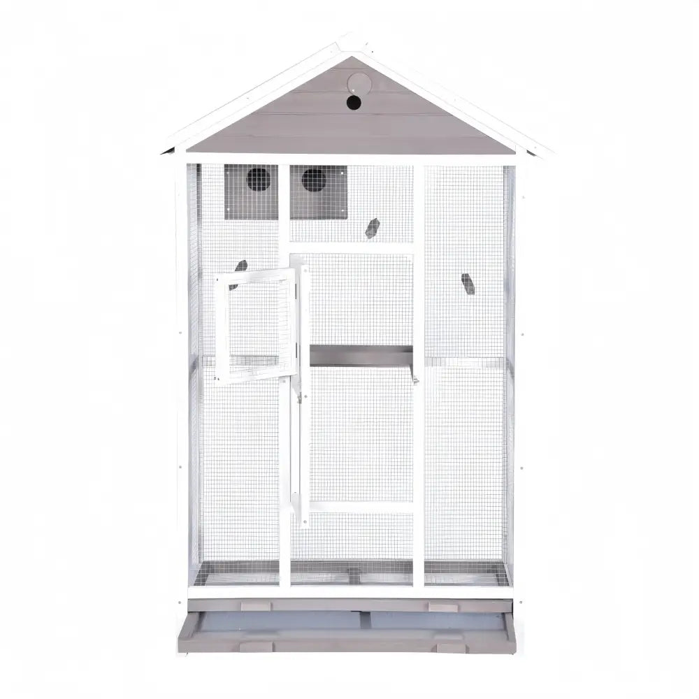 YES4PETS Wooden XXL Pet Cages Aviary Carrier Travel Canary Parrot Bird Cage Grey - Pet Care > Bird > Bird Cages & Stands