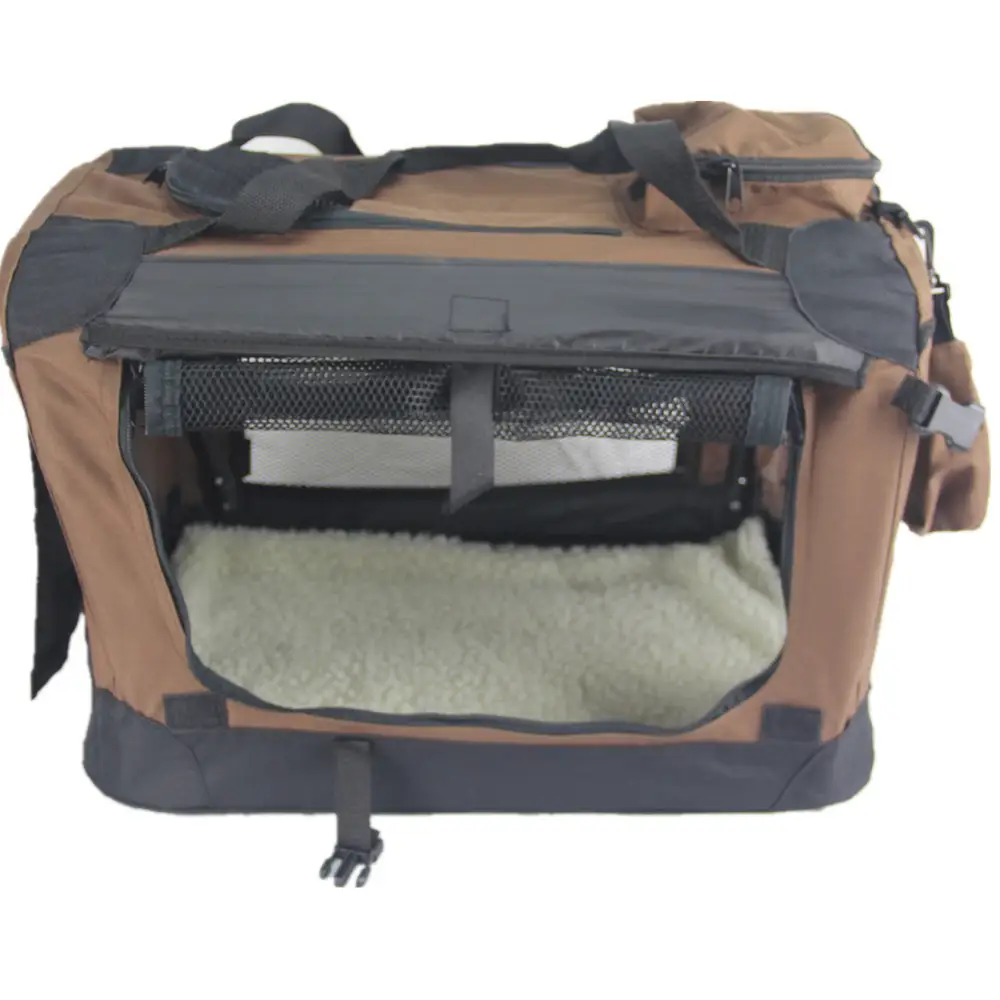 YES4PETS XL Foldable Soft Dog Puppy Cat Crate With Curtain-Brown - Pet Care > Dog Supplies > Dog Carriers & Crates