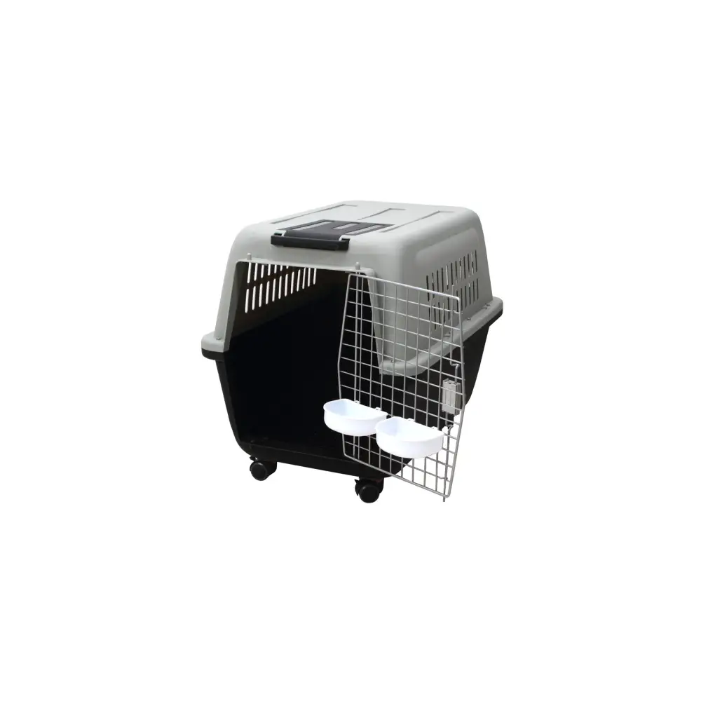 YES4PETS XL Plastic Kennels Pet Carrier Dog Cat Cage Crate With Handle and Removable Wheel Black - Pet Care > Dog