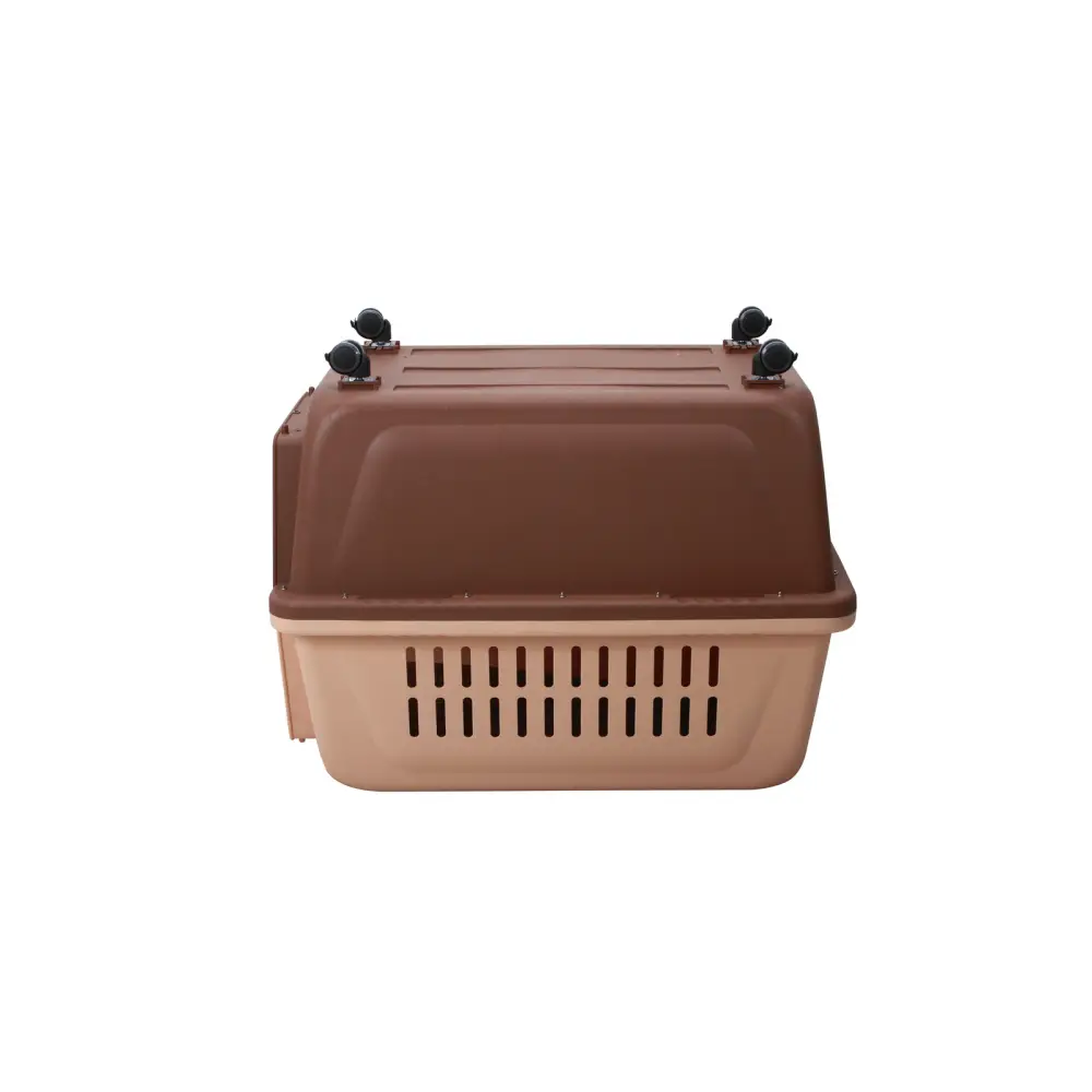 YES4PETS XL Plastic Kennels Pet Carrier Dog Cat Cage Crate With Handle and Removable Wheel Brown - Pet Care > Dog