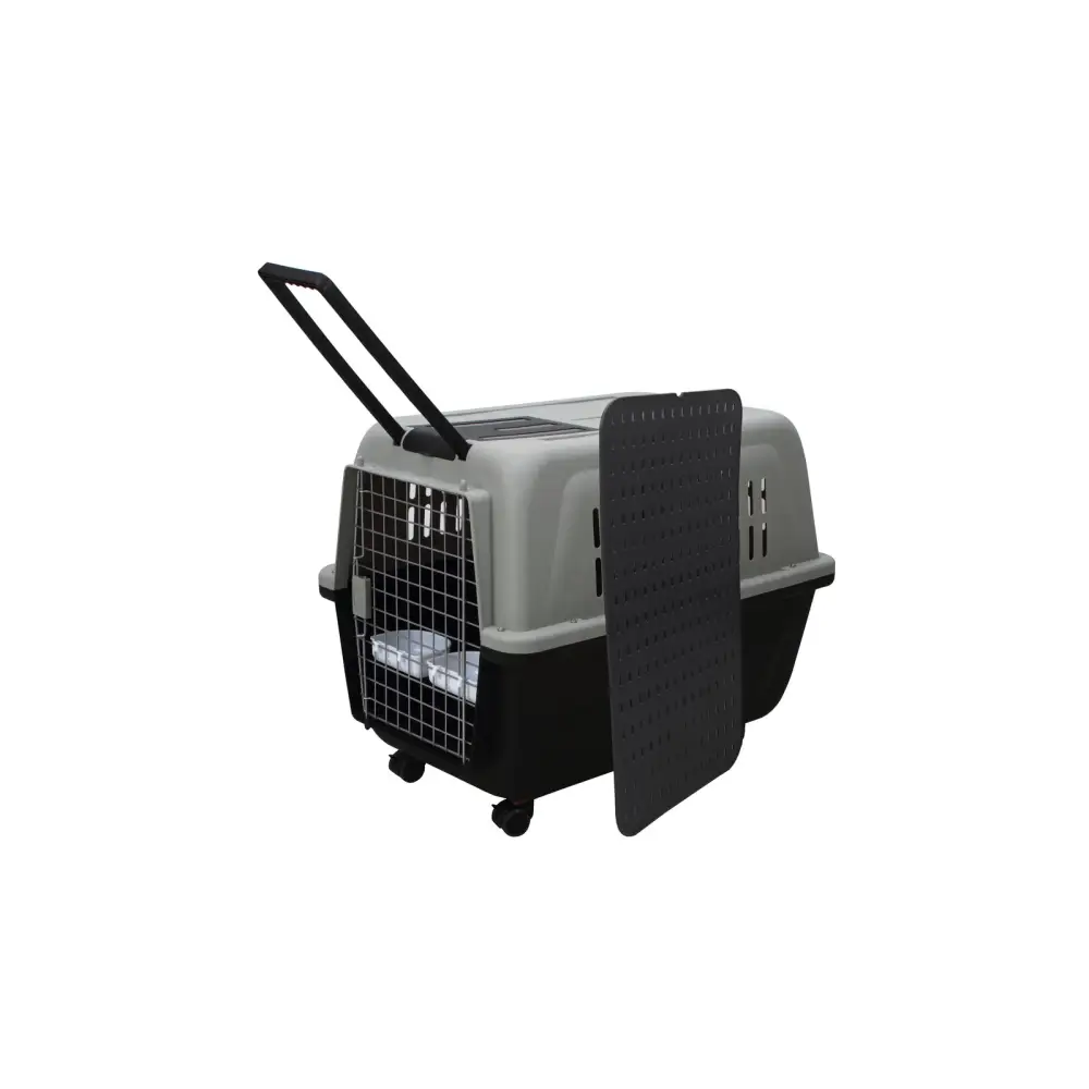 YES4PETS XL Plastic Kennels Pet Carrier Dog Cat Cage Crate With Handle and Removable Wheel Black - Pet Care > Dog