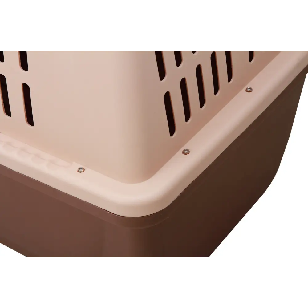 YES4PETS XL Plastic Kennels Pet Carrier Dog Cat Cage Crate With Handle and Removable Wheel Brown - Pet Care > Dog
