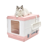 YES4PETS XL Portable Cat Toilet Litter Box Tray Foldable House with Handle and Scoop Pink - Pet Care > Cat Supplies >
