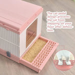 YES4PETS XL Portable Cat Toilet Litter Box Tray Foldable House with Handle and Scoop Pink - Pet Care > Cat Supplies >