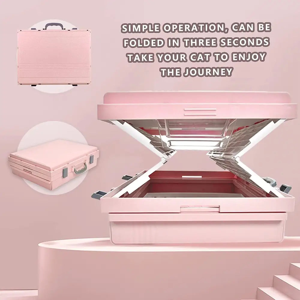 YES4PETS XL Portable Cat Toilet Litter Box Tray Foldable House with Handle and Scoop Pink - Pet Care > Cat Supplies >