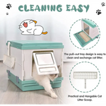 YES4PETS XL Portable Cat Toilet Litter Box Tray Foldable House with Handle and Scoop Green - Pet Care > Cat Supplies >