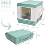 YES4PETS XL Portable Cat Toilet Litter Box Tray Foldable House with Handle and Scoop Green - Pet Care > Cat Supplies >
