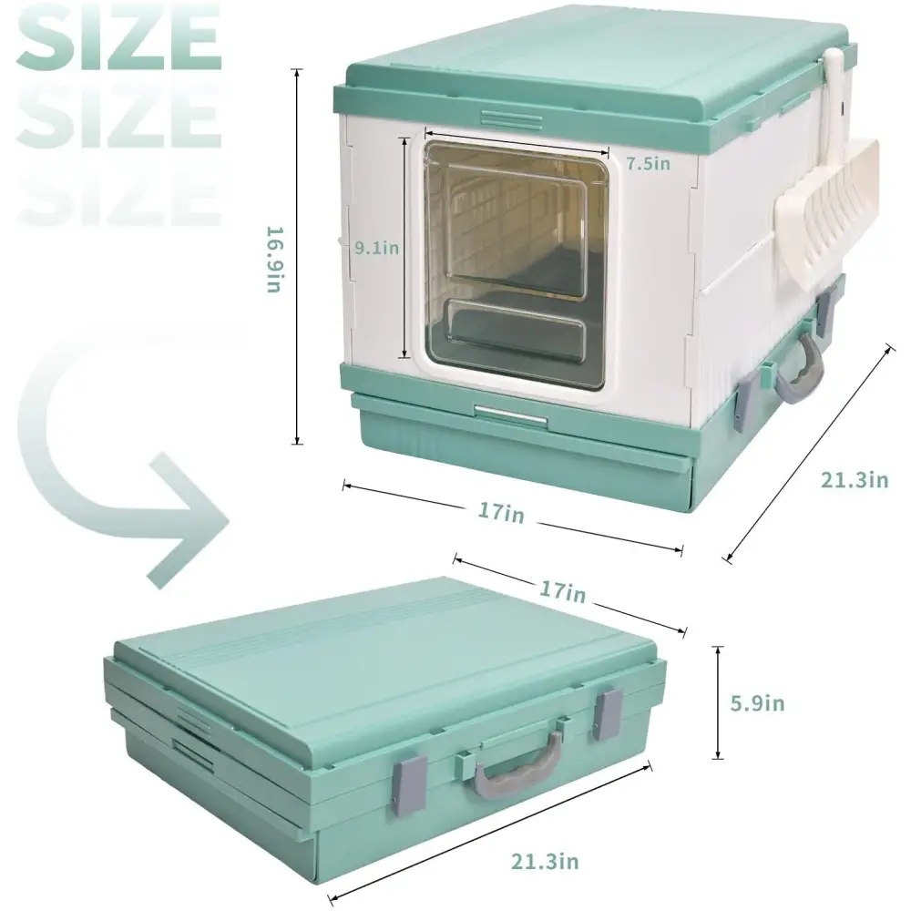 YES4PETS XL Portable Cat Toilet Litter Box Tray Foldable House with Handle and Scoop Green - Pet Care > Cat Supplies >