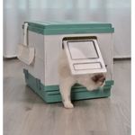 YES4PETS XL Portable Cat Toilet Litter Box Tray Foldable House with Handle and Scoop Green - Pet Care > Cat Supplies >